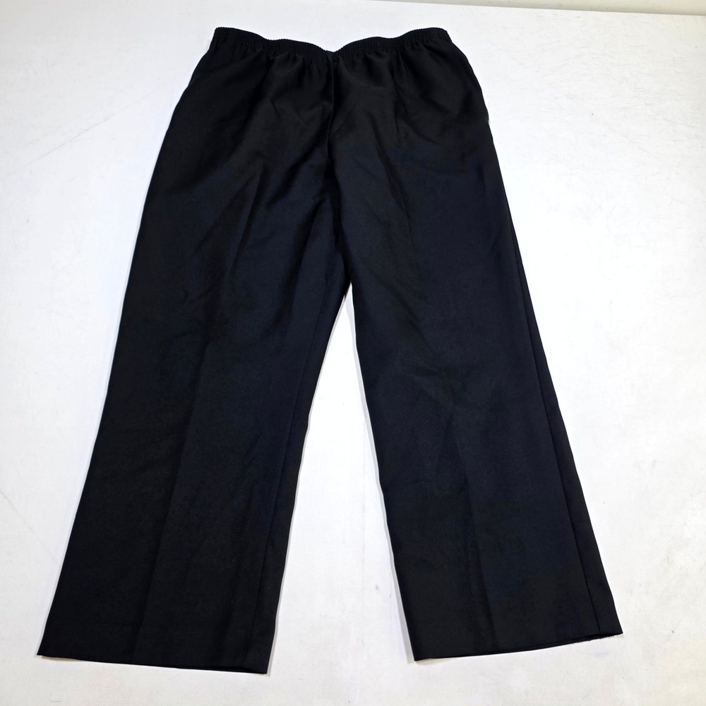 Alfred Dunner Pants Womens 16P Black Elastic Waist Straight Leg Petite Trousers